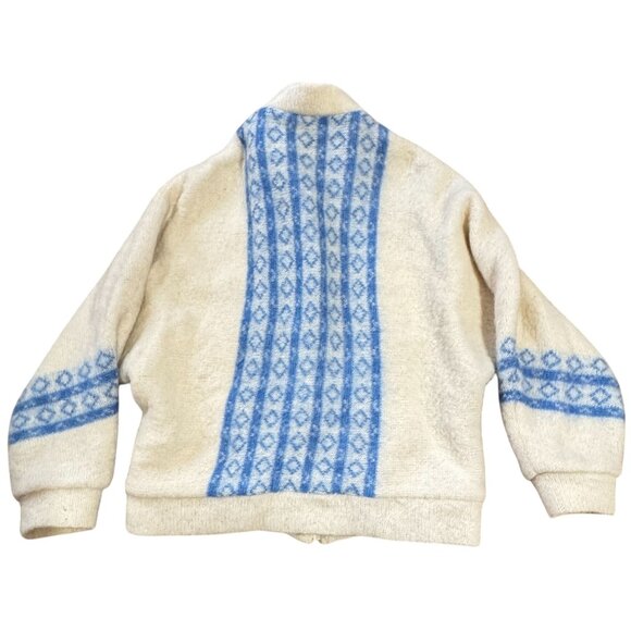ICELANDIC PURE WOOL SWEATER SZ L WHITE BLUE 100% NEW WOOL FULL ZIP ICELAND MADE - Picture 4 of 7